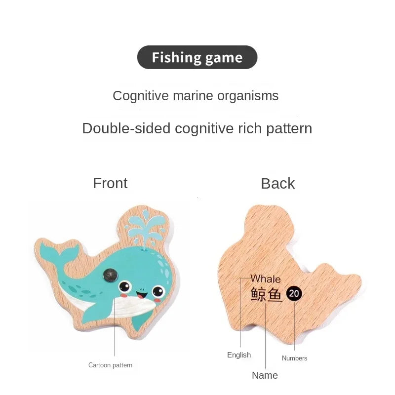 Montessori Wooden Fishing Toy – Marine Life Game
