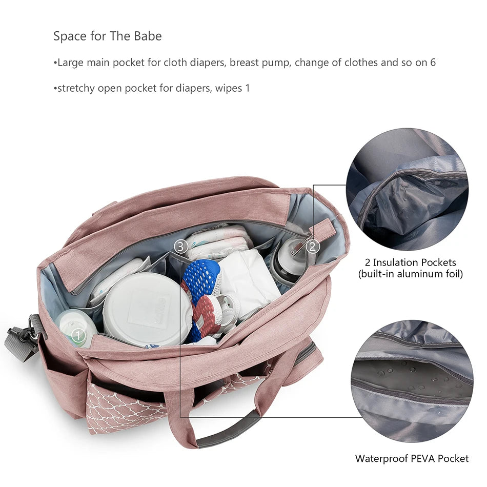 Adjustable Messenger Diaper Bag with Pacifier Holder
