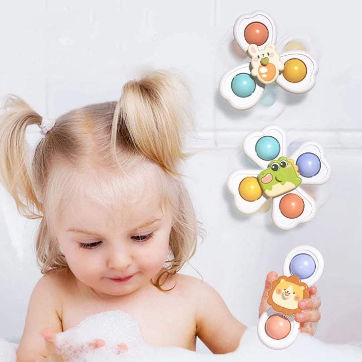 3-in-1 Suction Cup Spinner Toy – Teether, Rattle & Bath Toy