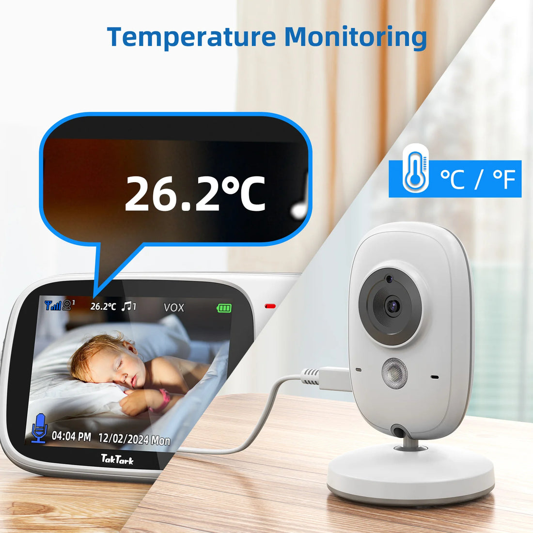 TakTark 3.2" Wireless Video Baby Monitor – Night Vision & Lullabies