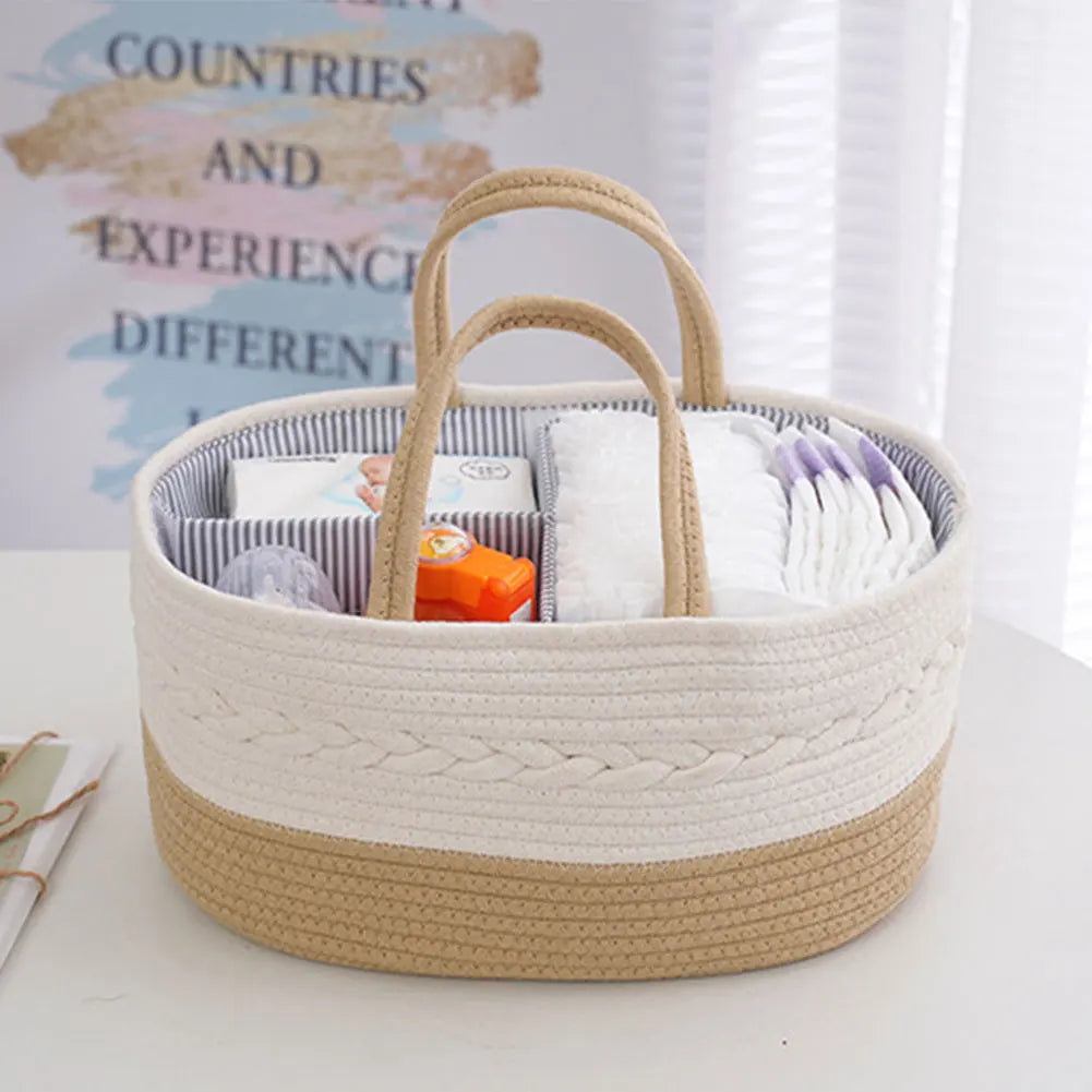 Cotton Rope Baby Diaper Caddy Organizer