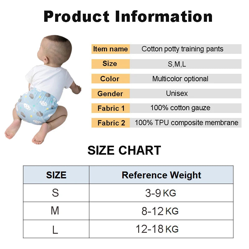 Reusable Baby Training Pants Cotton Nappy