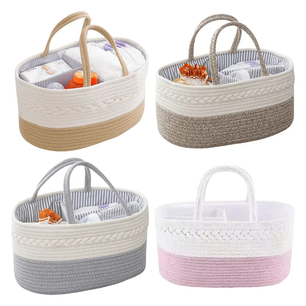 Cotton Rope Baby Diaper Caddy Organizer