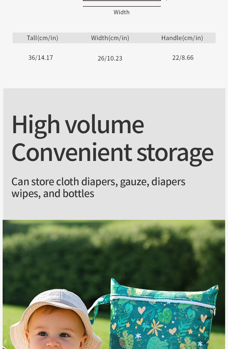 Elinfant 2PCS Waterproof Wet Dry Hanging Bags for Travel & Diapers